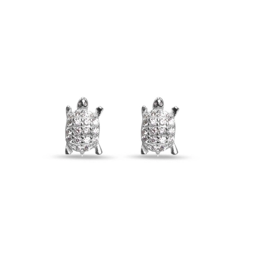 Brinco de Prata Top Tartaruga com Zircônia Cristal