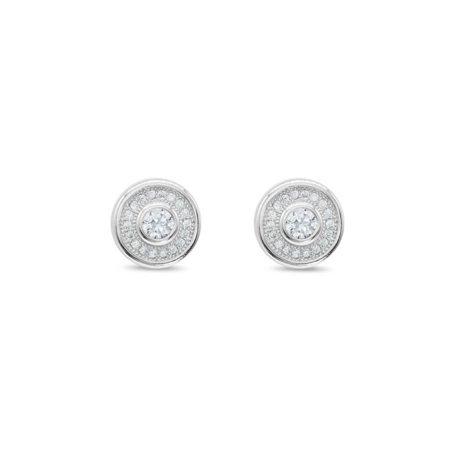 Brinco de Prata Top Redondo com Zircônia Cristal
