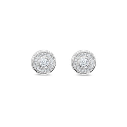Brinco de Prata Top Redondo com Zircônia Cristal