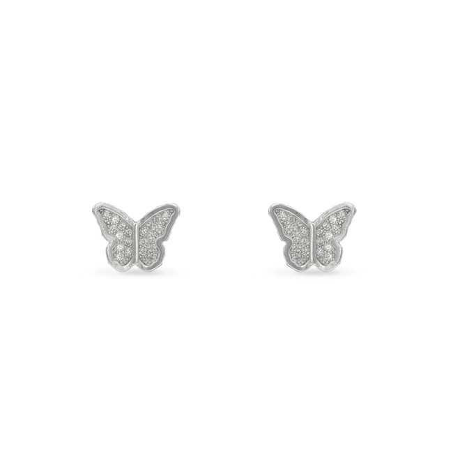Brinco De Prata Top com Borboleta E Zircônias Cristal