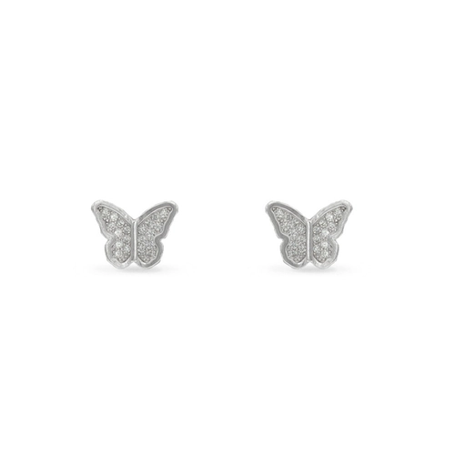 Brinco De Prata Top com Borboleta E Zircônias Cristal