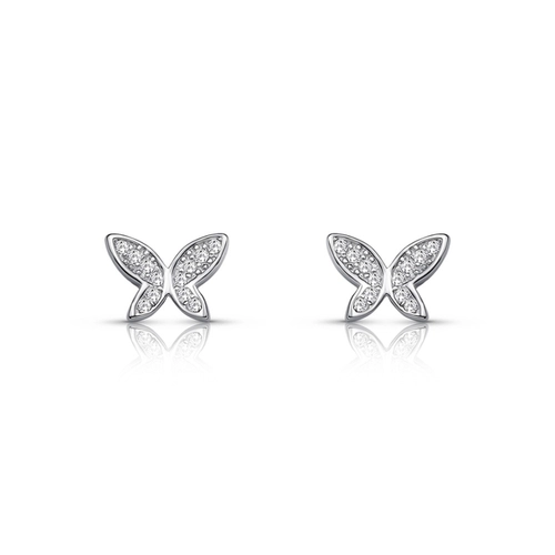 Brinco de Prata Top Borboleta com Zircônia Cristal
