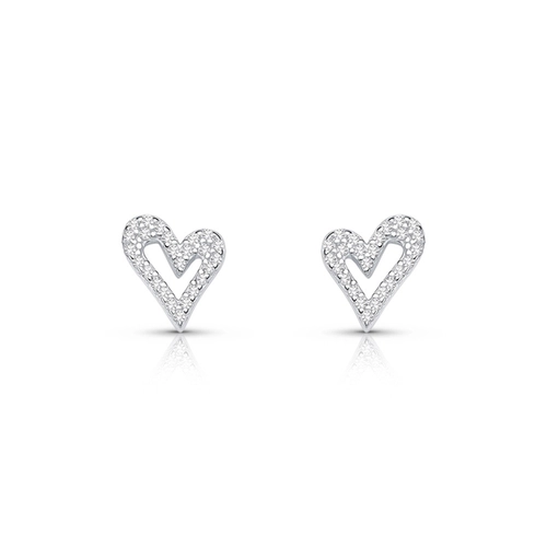 Brinco de Prata Top Coração com Zircônia Cristal