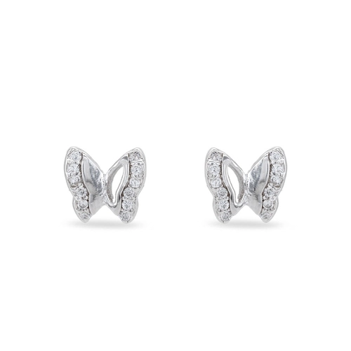 Brinco De Prata Top com Borboleta Vazada e  Zircônia Cristal