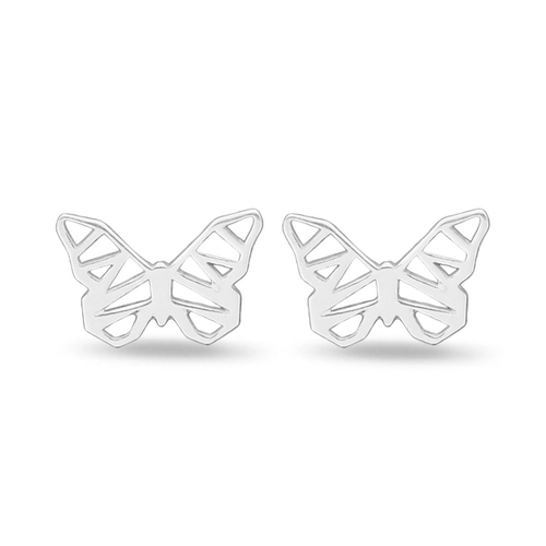 Brinco De Prata Top Borboleta Espelhada e Vazada
