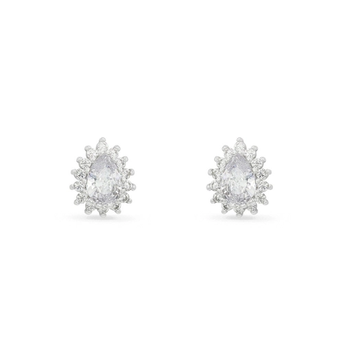 Brinco de Prata Top Gota com Zircônias Cristal