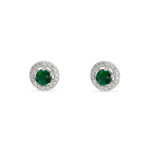 Brinco de Prata Top com Zircônia Esmeralda e Zircônia Cristal
