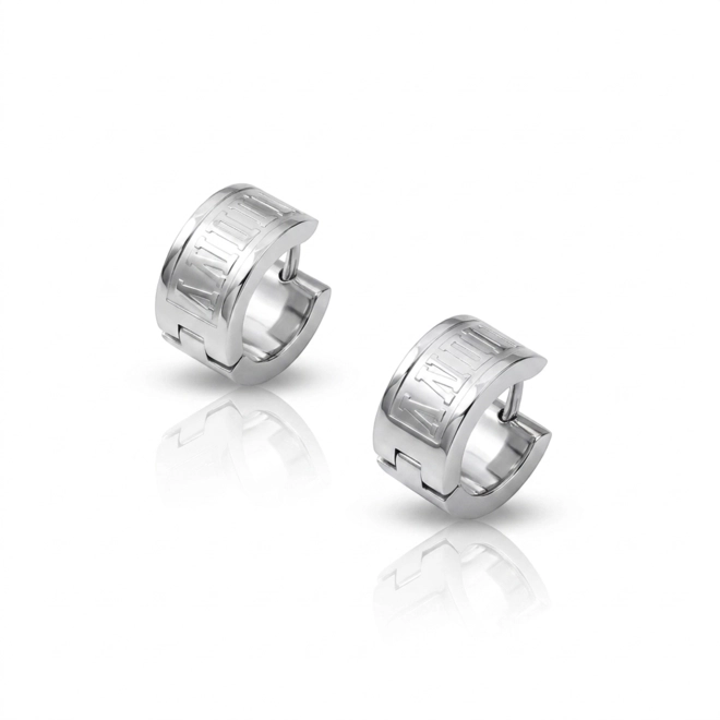 Brinco Argola Click Espelhada com Números Romanos