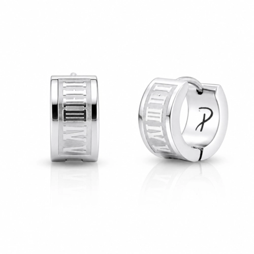 Brinco Argola Click Espelhada com Números Romanos