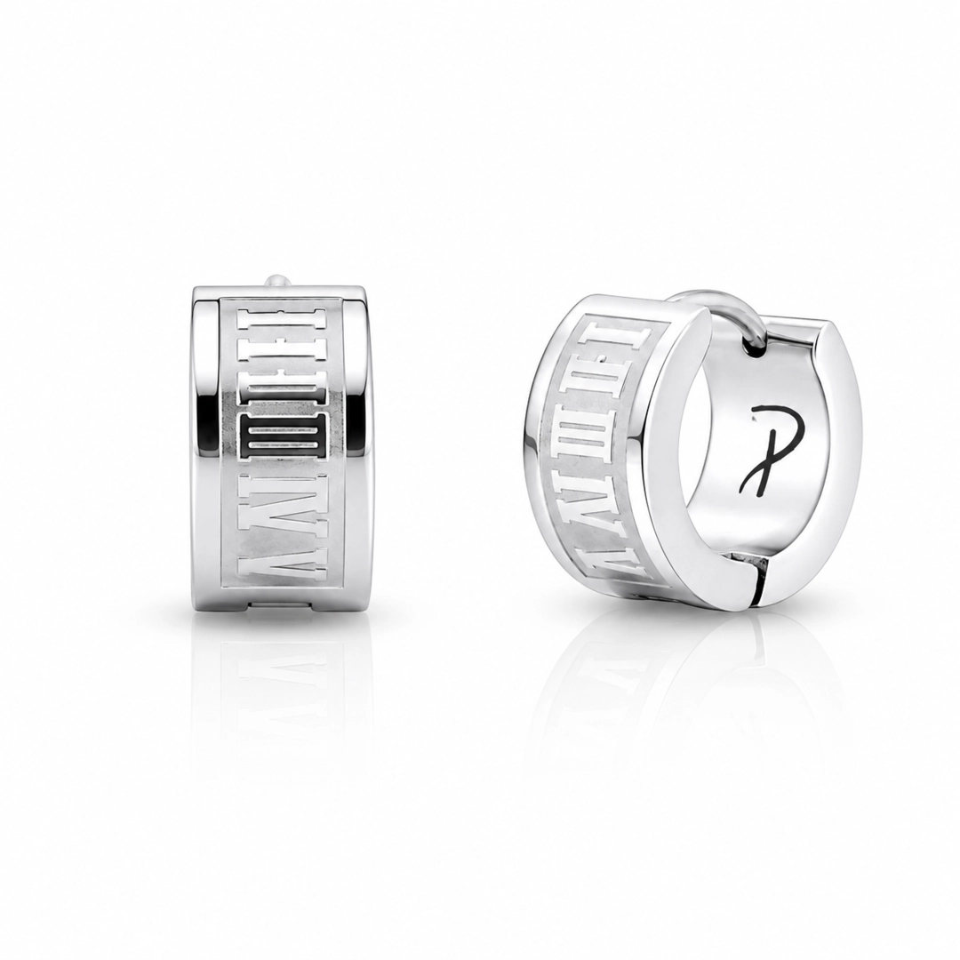 Brinco Argola Click Espelhada com Números Romanos