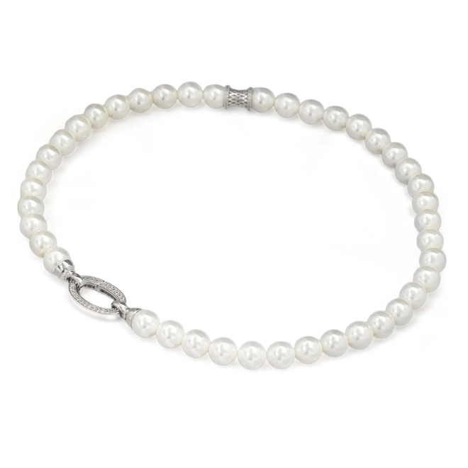 Colar de Pérola Shell com Fecho Oval em Zircônias Cristal