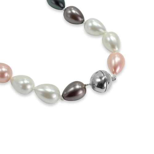 Colar de Pérola Shell Rosa, Cinza e Branca