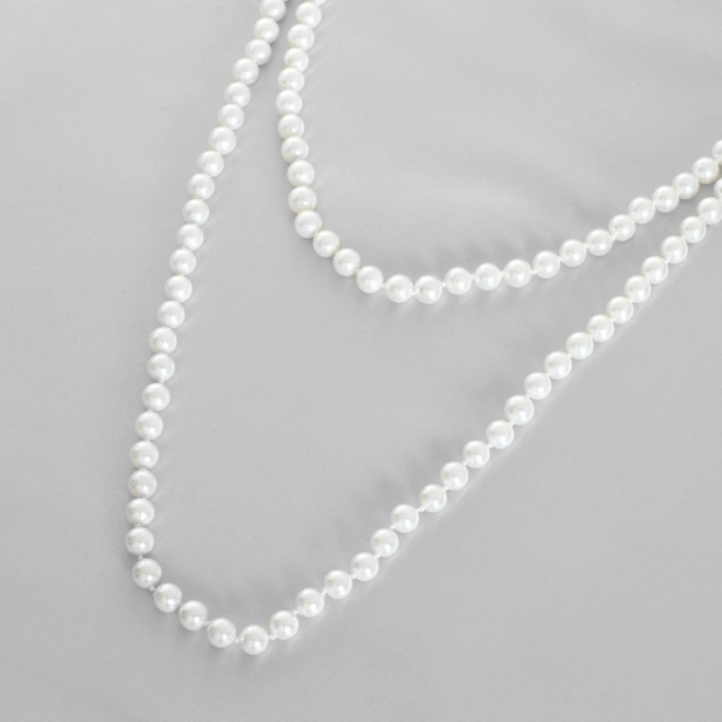 Colar de Pérola Longo , Duplo e Com Fecho de Zircônia Cristal