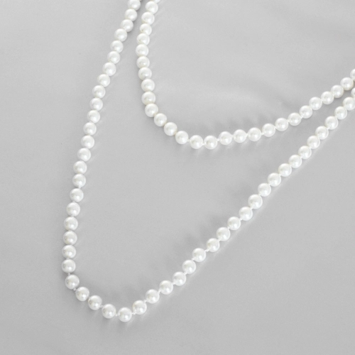Colar de Pérola Longo , Duplo e Com Fecho de Zircônia Cristal