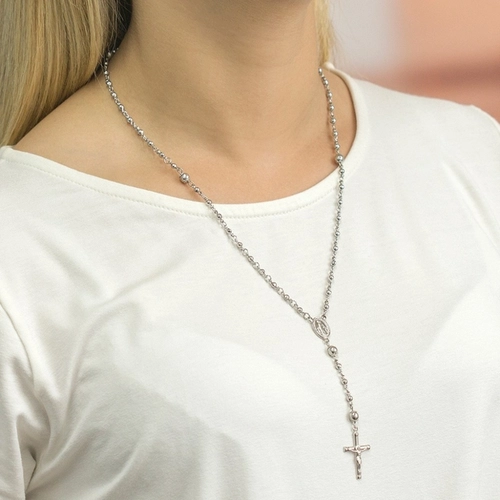 Colar de Aço Terço com Nossa Senhora das Graças
