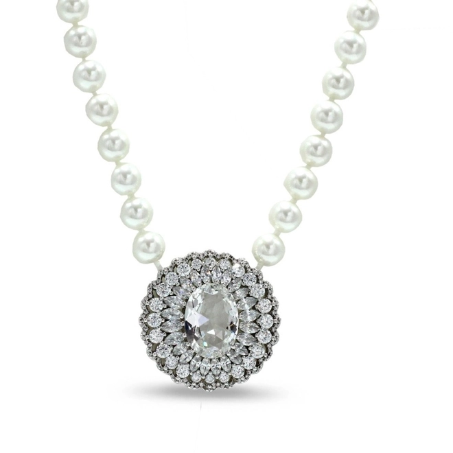 Colar de Pérola Shell com Zircônias Cristal