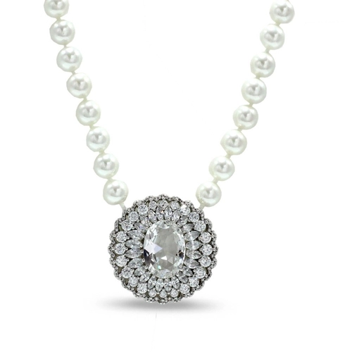 Colar de Pérola Shell com Zircônias Cristal