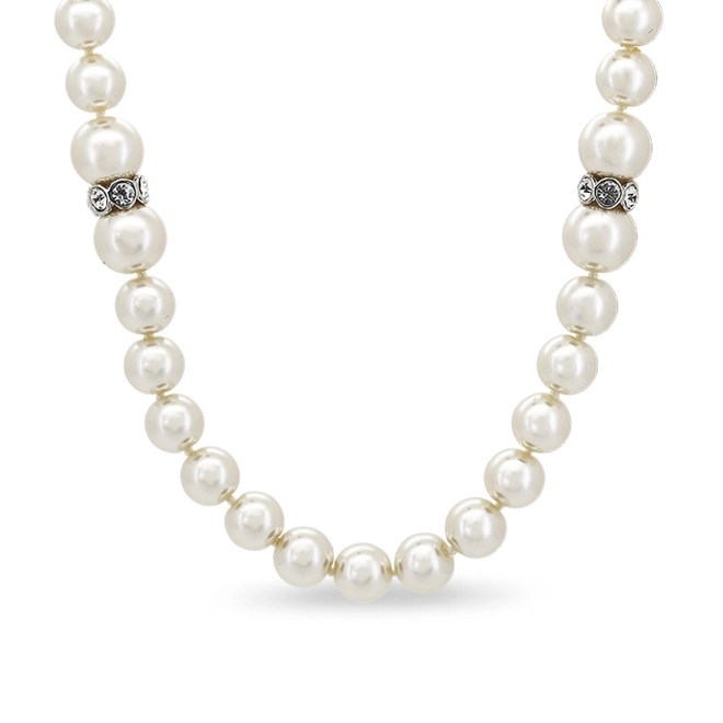 Colar de Prata Leve com Pérola Glass e Zircônia Cristal