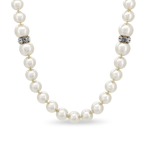 Colar de Prata Leve com Pérola Glass e Zircônia Cristal