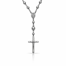 Colar Estilo Terço Cruz com Jesus Cristo