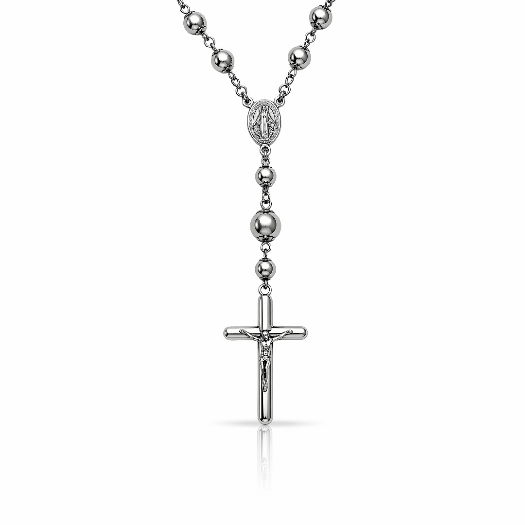 Colar Estilo Terço Cruz com Jesus Cristo