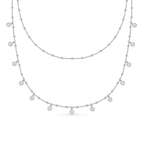 Colar de Prata Leve Duplo com Zircônia Cristal