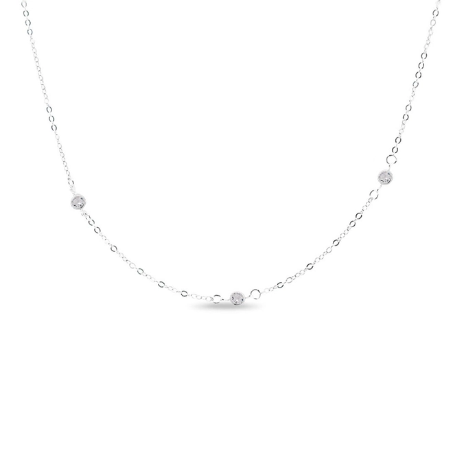 Colar De Prata Leve Com Zircônias Cristal