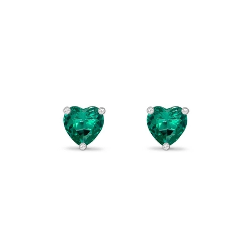 Brinco de Prata Leve com Coração de Zircônia Verde Paraíba