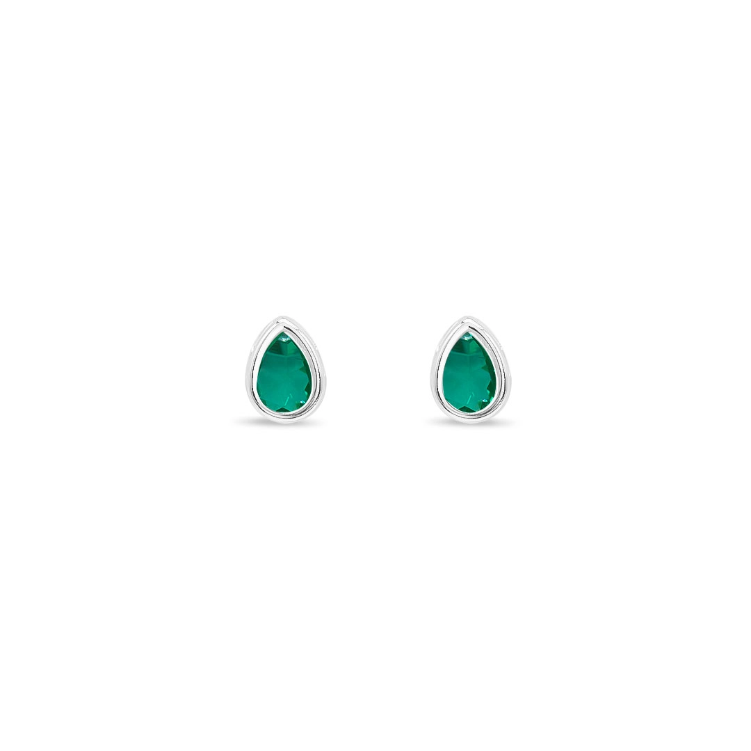 Brinco Gota com Zircônia Verde Paraíba