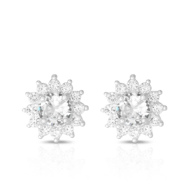 Brinco De Prata Leve Top com Zircônia Cristal