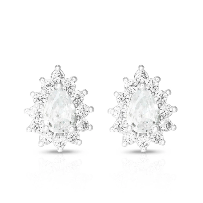 Brinco De Prata Leve Top Gota com Zircônia Cristal