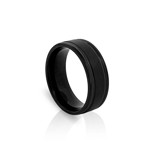 Anel Fibra de Carbono com Frisos