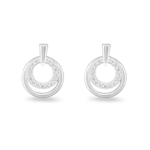 Brinco De Prata Leve Top Duplo com Zircônia Cristal