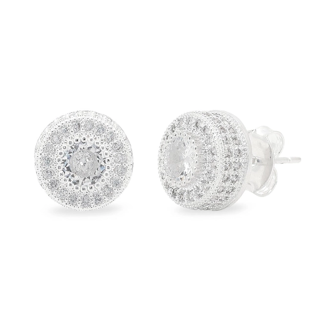 Brinco de Prata Leve Top com Zircônia Cristal