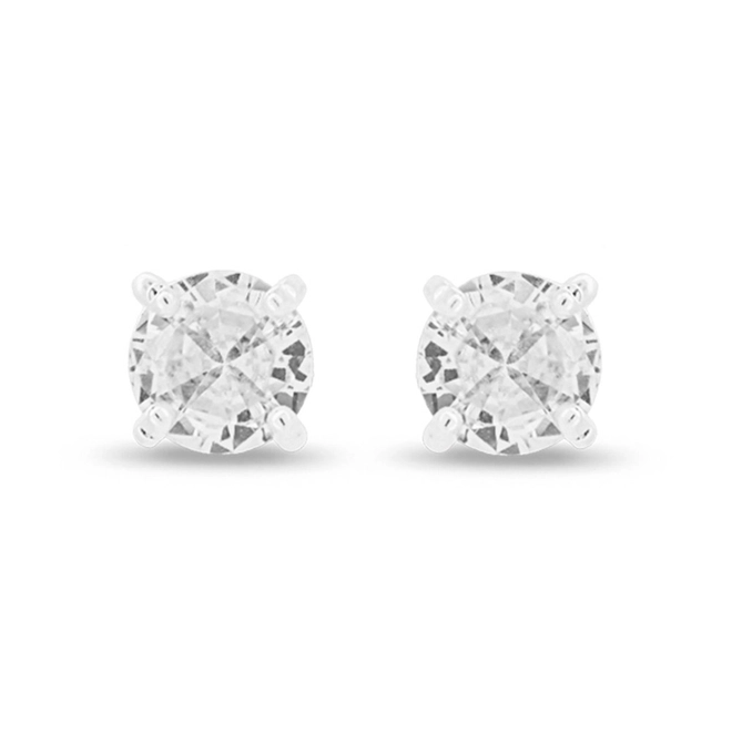 Brinco de Prata Leve Top com Zircônia Cristal Redonda