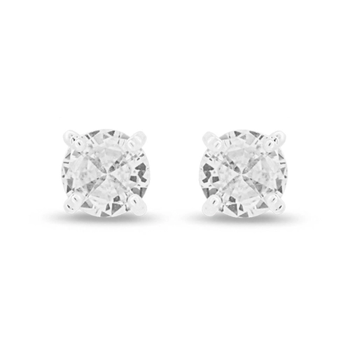 Brinco de Prata Leve Top com Zircônia Cristal Redonda