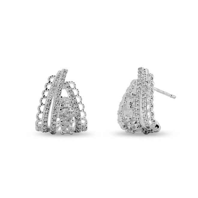 Brinco De Prata Leve Top com Zircônia Cristal