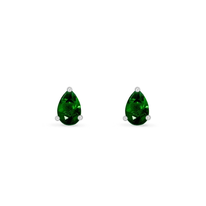 Brinco de Prata Leve com Gota de Zircônia Esmeralda