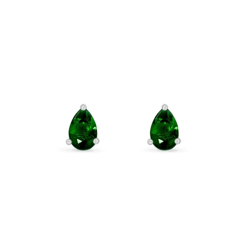 Brinco de Prata Leve com Gota de Zircônia Esmeralda