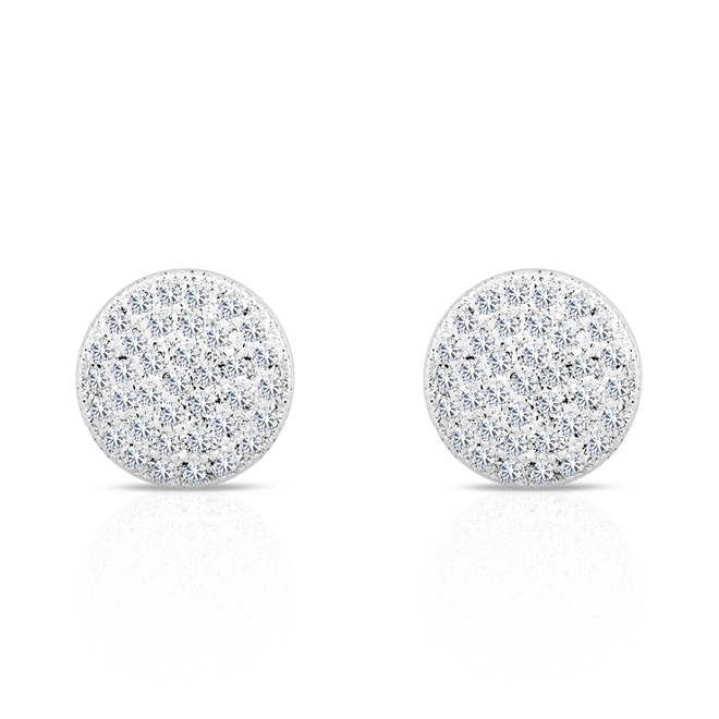 Brinco De Prata Leve Top Redondo com Zircônia Cristal