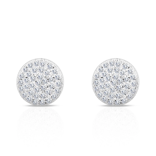 Brinco De Prata Leve Top Redondo com Zircônia Cristal