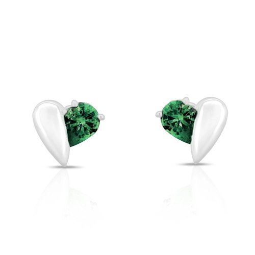 Brinco De Prata Leve Top Gota com Zircônia Esmeralda