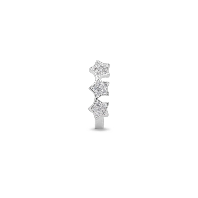 Brinco Ear Cuff de Prata Leve com Estrelas de Zircônias