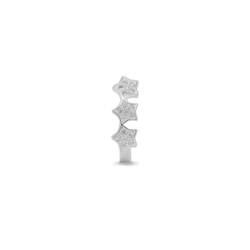 Brinco Ear Cuff de Prata Leve com Estrelas de Zircônias