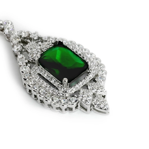 Conjunto em Prata com Zircônias Cristal e Esmeralda