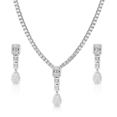 Conjunto em Prata com Gota de Zircônia Cristal