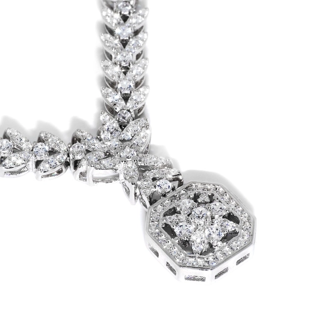 Conjunto em Prata Flor com Zircônias Cristal