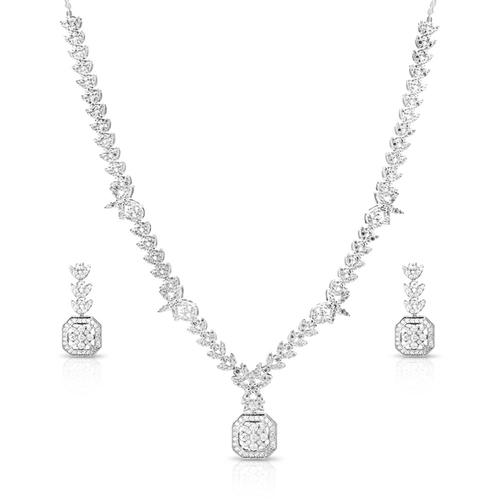 Conjunto em Prata Flor com Zircônias Cristal