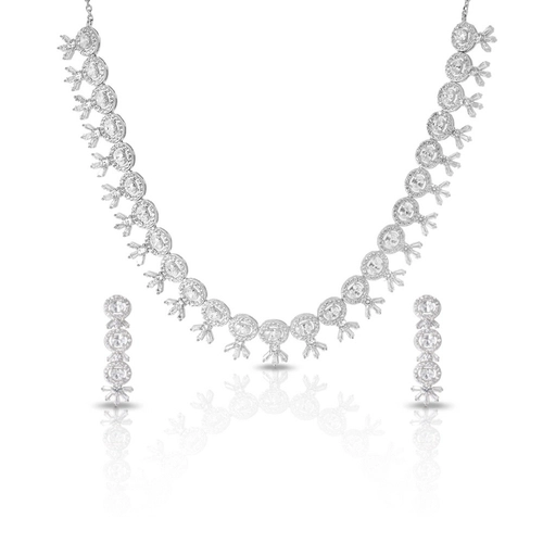 Conjunto em Prata Oval com Zircônias Cristal