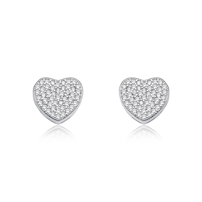 Brinco de Prata Leve Top Coração com Zircônia Cristal